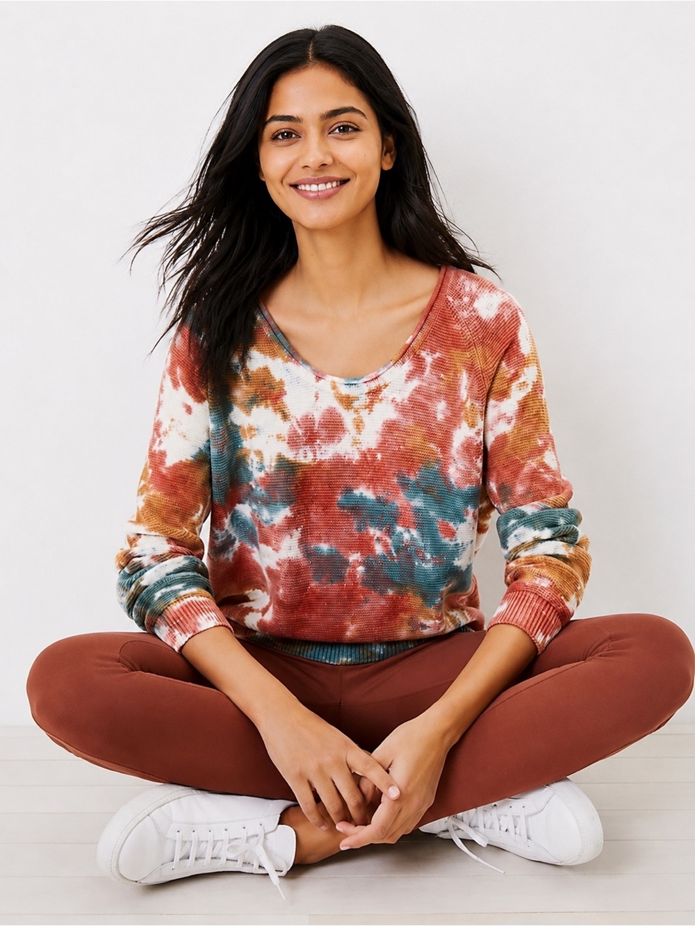 Lou & Grey “Pressed Petal” Tie-Dye 100% Cotton Cozy Oversized Sweater - Size XS